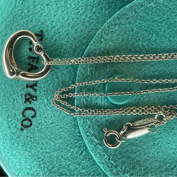 Tiffany & Co Elsa Peretti Open Heart Pendant Aquamarine 16" - Picture 9 of 11